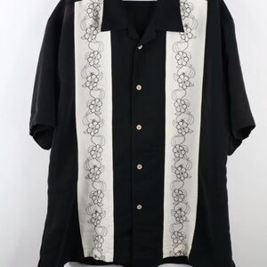 Men’s SZ M Cubavera Black and Cream Floral Shirt
